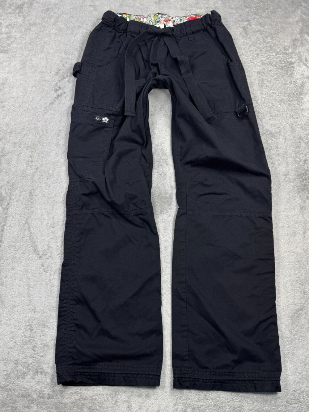 Y2K Kathy Peterson Low Rise Black Carpenter Scrub Pants Womens XSP Nurse Medical